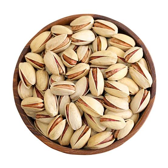 Roasted Pistachios in Wooden Bowl